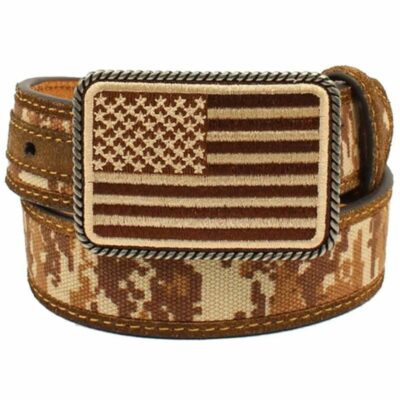 Kids *  | Hot Sell Ariat Boys’ Digital Camo Flag Western Belt