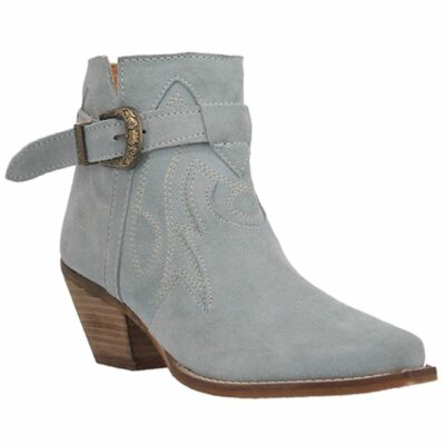 Women *  | Cheap Dingo Women’S Easy Does It Blue Leather Western Booties Snip Toe