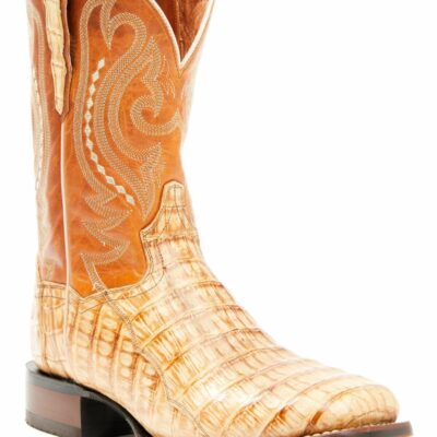 Men *  | Best Sellers Dan Post Men’S Tan Caiman Belly Western Boots Square Toe