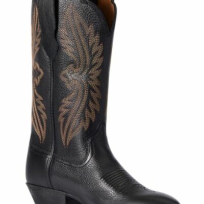 Women *  | Premium Ariat Women’S Black Deertan Heritage R Toe Stretch Fit Full-Grain Western Boot Round Toe