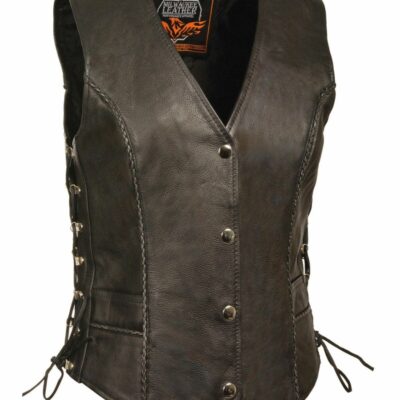 Women *  | Official Milwaukee Leather Women’S Snap Front Vest With Thin Braid 3X