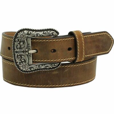 Women *  | Hot Selling Ariat Women’S Leather Belt With Engraved Buckle