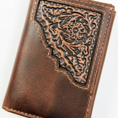 Men *  | Special Offers Cody James Men’S Brown Tooled Trifold Leather Wallet