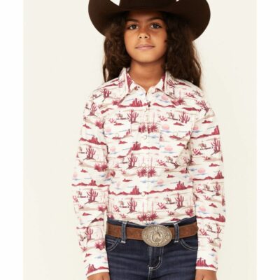 Kids *  | Hot Selling Ariat Girls’ R.E.A.L Yuma Landscape Print Long Sleeve Snap Western Shirt