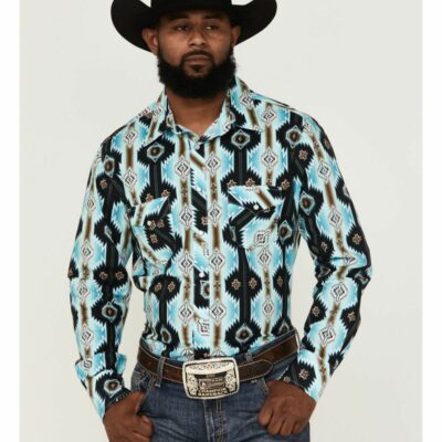 Men *  | Special Offers Rock & Roll Denim Men’S Southwestern Print Western Shirt