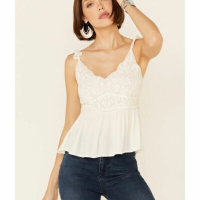 Women *  | Top Selling Shyanne Women’S Embroidered Flutter Short Sleeve Top