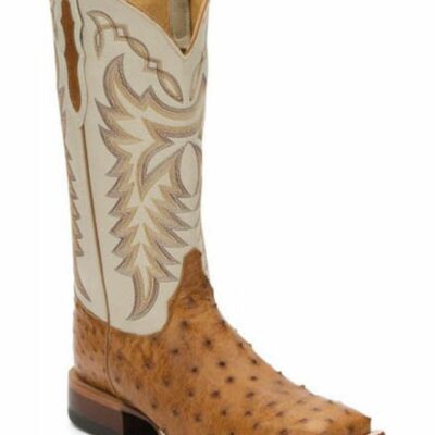 Men *  | Cheap Justin Men’S Pascoe Full-Quill Ostrich Western Boots Wide Square Toe