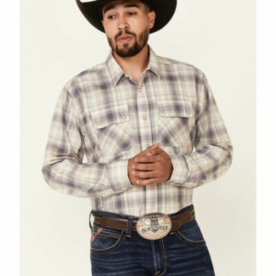 Men *  | New Threads Ariat Men’S Dunscape Atherton Retro Plaid Long Sleeve Snap Western Shirt