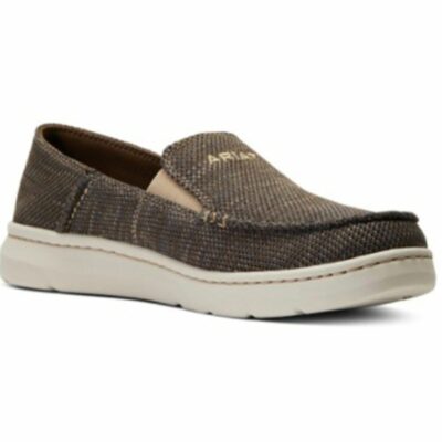 Men *  | Premium Ariat Men’S Heather Brown Hilo 360 Canvas Slip-On Casual Shoe Moc Toe