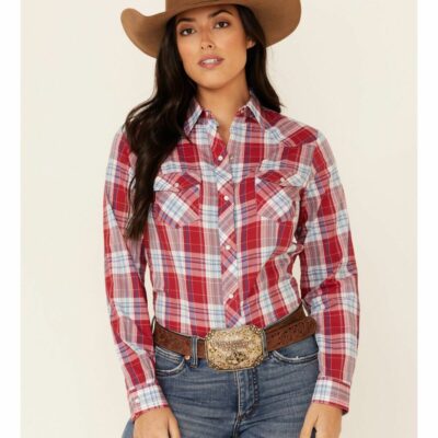 Women *  | Sale Online Roper Women’S Red Plaid Long Sleeve Snap Western Core Shirt