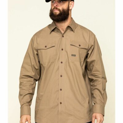 Men *  | Top Selling Ariat Men’S Khaki Rebar Made Tough Durastretch Long Sleeve Work Shirt