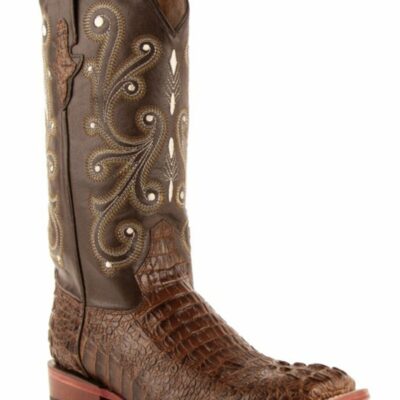 Men *  | Special Offers Ferrini Men’S Caiman Croc Print Cowboy Boots Wide Square Toe