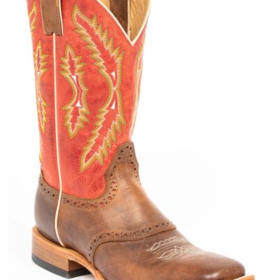 Men *  | Unique Cody James Men’S Red Leather Western Boots Wide Square Toe