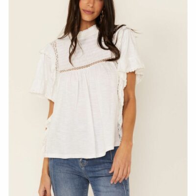 Women *  | Cheap Free People Women’S White Le Femme Tee