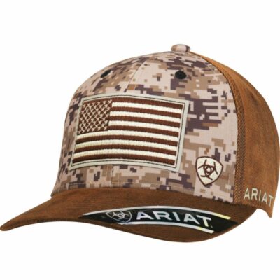 Men *  | Latest Ariat Men’S Brown Digi Camo Flag Ball Cap