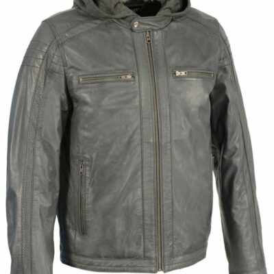 Men *  | Sale Online Milwaukee Leather Men’S Zipper Front Leather Jacket W/ Removable Hood