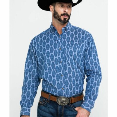 Men *  | Cut Price Ariat Men’S Ajax Stretch Paisley Print Long Sleeve Western Shirt