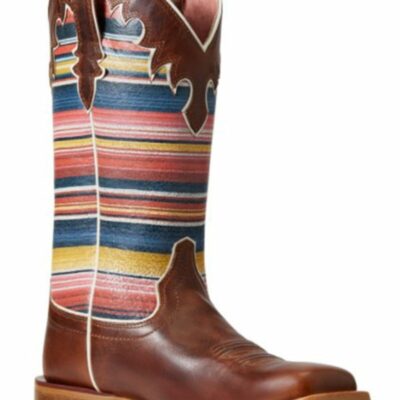 Women *  | Cheap Ariat Women’S Fiona Rye Brown & Sedona Serape Full-Grain Leather Western Boot Wide Square Toe