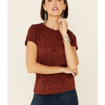 Gifts *  | Sale Online Shyanne Women’S Chocolate Bandana Shadow Print Short Sleeve Tee