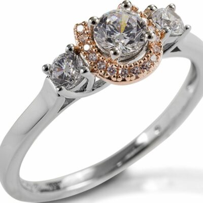 Women *  | Premium Kelly Herd Women’S Small Three Stone Rose 14K Gold Horseshoe Ring