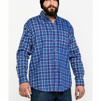 Men *  | Special Offers Ariat Men’S Collins Fr Plaid Button Long Sleeve Work Shirt