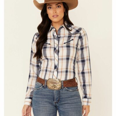 Women *  | Discount Roper Women’S Multi Plaid Embroidered Back Yoke Long Sleeve Snap Western Core Shirt