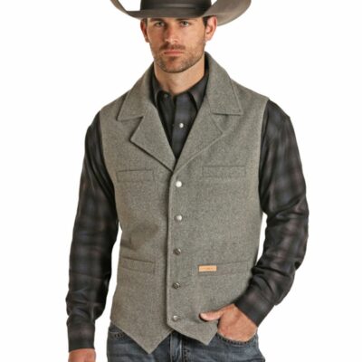 Men *  | Panhandle Exquisite Gifts Powder River Outfitters Men’S Heather Grey Montana Wool Vest Big & Tall