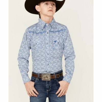 Kids *  | Hot Sell Cowboy Hardware Boys’ Bramble Paisley Western Long Sleeve Shirt