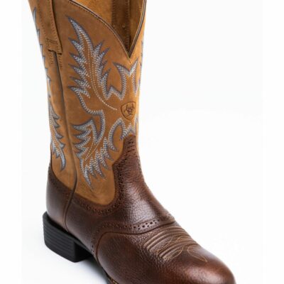 Men *  | Discount Ariat Barrel Brown Stockman Cowboy Boots Round Toe