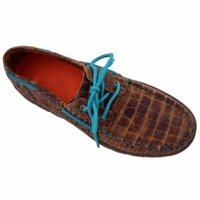 Women *  | Premium Ferrini Women’S Brown Genuine Crocodile Print Shoes Moc Toe