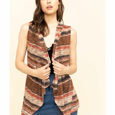 Women *  | Cut Price Rock & Roll Denim Women’S Knit Stripe Vest