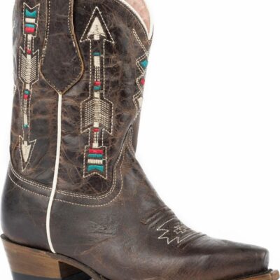 Gifts *  | New Threads Roper Girls’ Arrows Waxy Brown Leather Cowgirl Boots Snip Toe