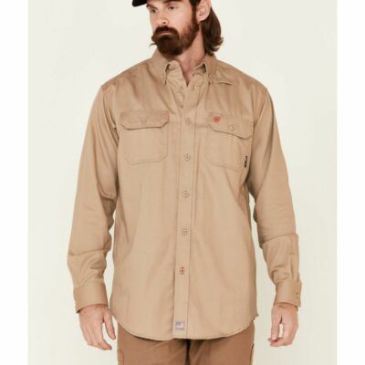 Men *  | Exquisite Gifts Ariat Men’S Woven Solid Print Fire Resistant Work Shirt