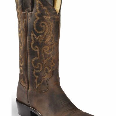 Men *  | Top Selling Justin Men’S Brown Leather Cowboy Boots Medium Toe